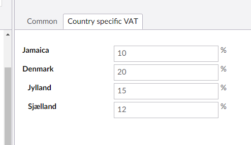 Country specific VAT