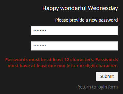Reset Password Messages