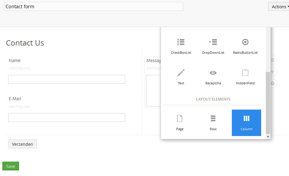 Form layout editor in Umbraco Forms 4.1+