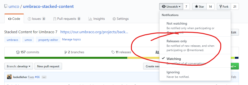 Stacked Content's GitHub Release notifications