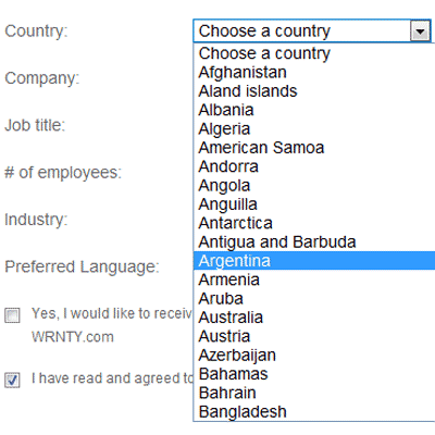 RVCountries - Multilingual Country List DropDown